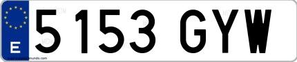 Ejemplo de matrícula española 5153 GYW