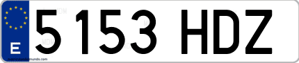 Ejemplo de matrícula de coche ordinaria 5153 HDZ