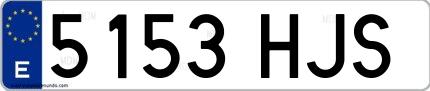 Ejemplo de matrícula española 5153 HJS