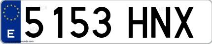 Ejemplo de matrícula española 5153 HNX