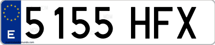 Ejemplo de matrícula de coche ordinaria 5155 HFX