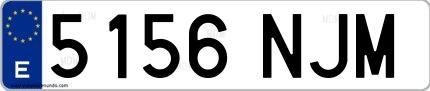 Ejemplo de matrícula española 5156 NJM