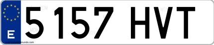 Ejemplo de matrícula española 5157 HVT