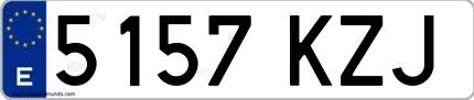 Ejemplo de matrícula española 5157 KZJ