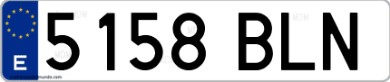 Ejemplo de matrícula de coche ordinaria 5158 BLN