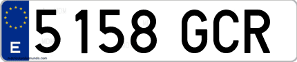 Ejemplo de matrícula de coche ordinaria 5158 GCR