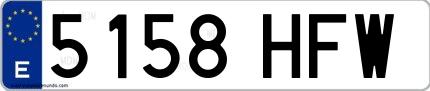 Ejemplo de matrícula española 5158 HFW