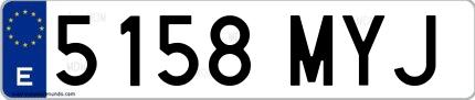Ejemplo de matrícula española 5158 MYJ