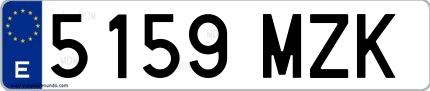 Ejemplo de matrícula española 5159 MZK