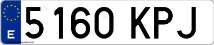 Ejemplo de matrícula española 5160 KPJ