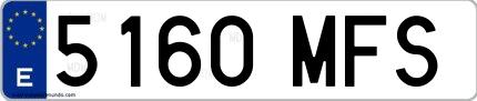 Ejemplo de matrícula española 5160 MFS