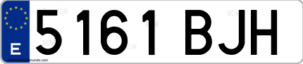 Ejemplo de matrícula de coche ordinaria 5161 BJH