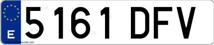 Ejemplo de matrícula española 5161 DFV