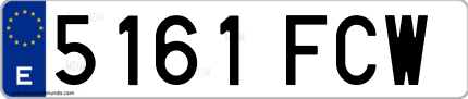 Ejemplo de matrícula de coche ordinaria 5161 FCW