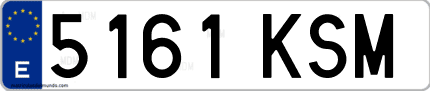 Ejemplo de matrícula de coche ordinaria 5161 KSM