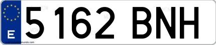 Ejemplo de matrícula española 5162 BNH