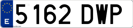 Ejemplo de matrícula de coche ordinaria 5162 DWP