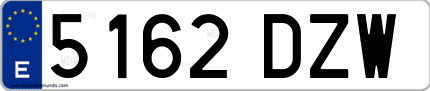 Ejemplo de matrícula de coche ordinaria 5162 DZW