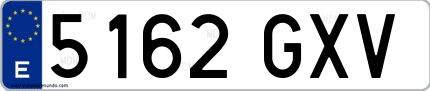 Ejemplo de matrícula española 5162 GXV