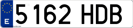 Ejemplo de matrícula de coche ordinaria 5162 HDB
