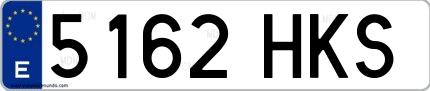 Ejemplo de matrícula española 5162 HKS