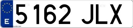 Ejemplo de matrícula española 5162 JLX