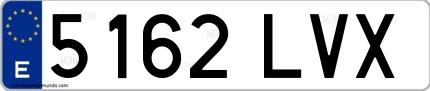 Ejemplo de matrícula española 5162 LVX