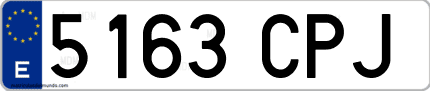 Ejemplo de matrícula de coche ordinaria 5163 CPJ