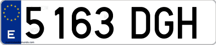 Ejemplo de matrícula de coche ordinaria 5163 DGH