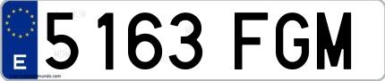 Ejemplo de matrícula española 5163 FGM