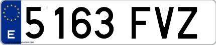 Ejemplo de matrícula española 5163 FVZ