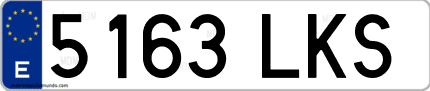 Ejemplo de matrícula de coche ordinaria 5163 LKS