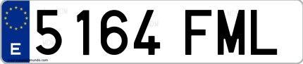 Ejemplo de matrícula española 5164 FML