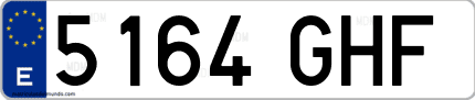 Ejemplo de matrícula de coche ordinaria 5164 GHF