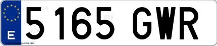 Ejemplo de matrícula española 5165 GWR