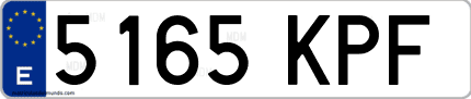 Ejemplo de matrícula de coche ordinaria 5165 KPF