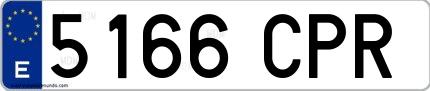 Ejemplo de matrícula española 5166 CPR
