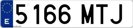 Ejemplo de matrícula española 5166 MTJ