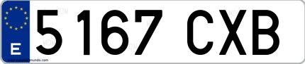 Ejemplo de matrícula española 5167 CXB