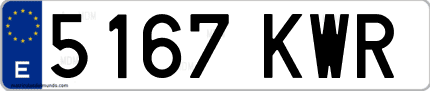 Ejemplo de matrícula de coche ordinaria 5167 KWR