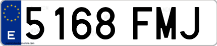 Ejemplo de matrícula de coche ordinaria 5168 FMJ