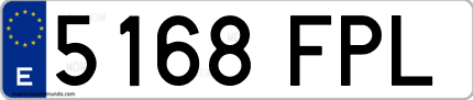 Ejemplo de matrícula de coche ordinaria 5168 FPL