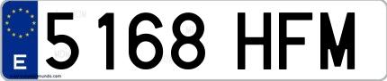 Ejemplo de matrícula española 5168 HFM