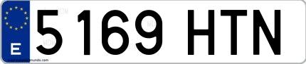 Ejemplo de matrícula española 5169 HTN