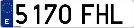 Ejemplo de matrícula española 5170 FHL