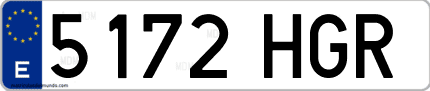 Ejemplo de matrícula de coche ordinaria 5172 HGR