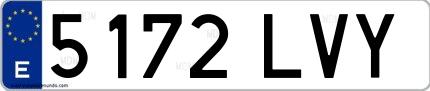 Ejemplo de matrícula española 5172 LVY
