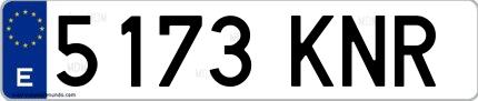 Ejemplo de matrícula española 5173 KNR
