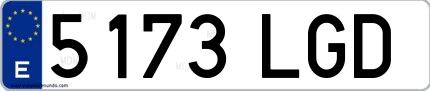 Ejemplo de matrícula española 5173 LGD