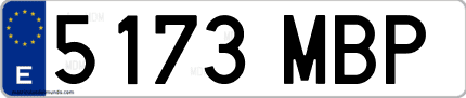 Ejemplo de matrícula de coche ordinaria 5173 MBP